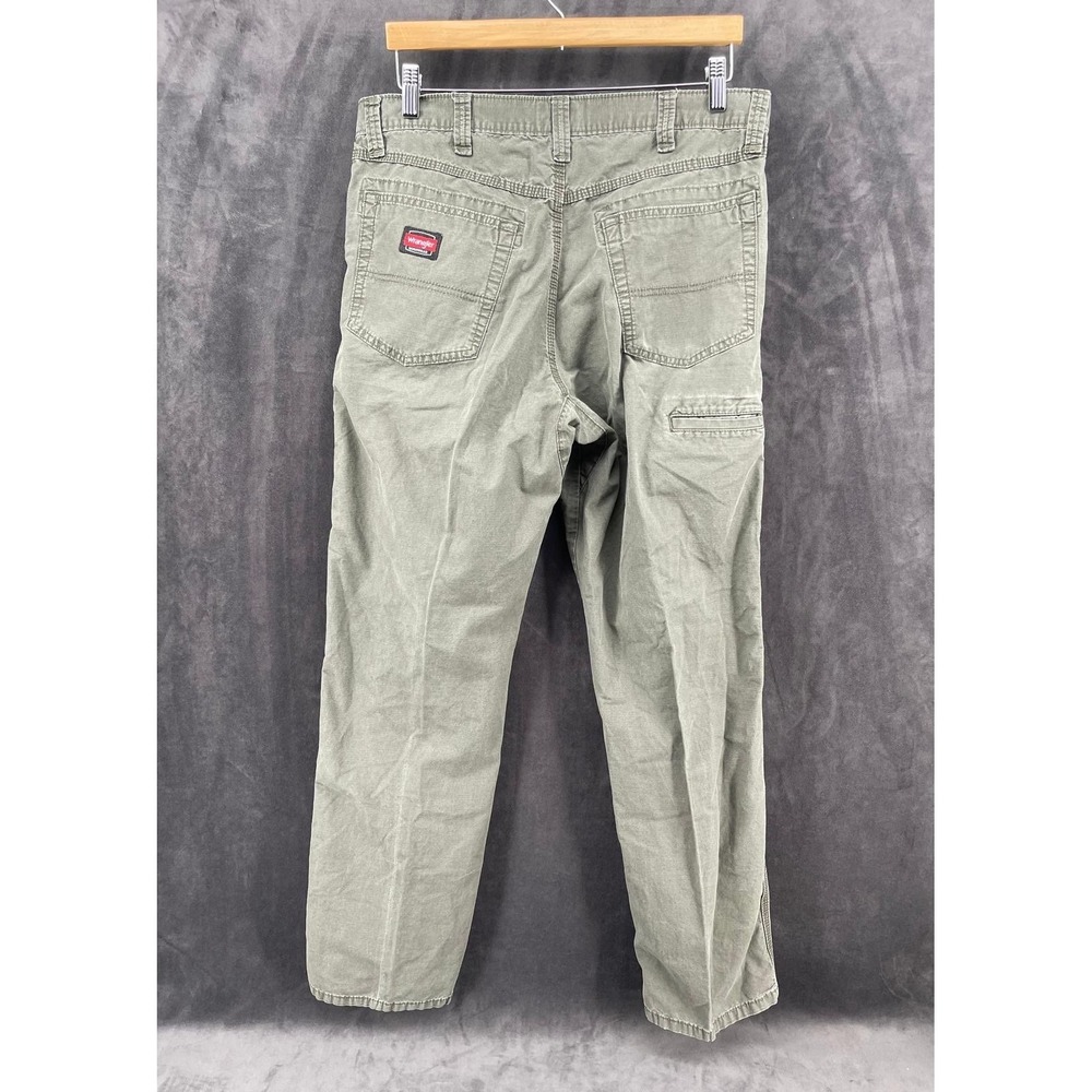Wrangler Pant Men's 34x30‎ Green Cotton Khakis Straight Utility Workwear Travel
